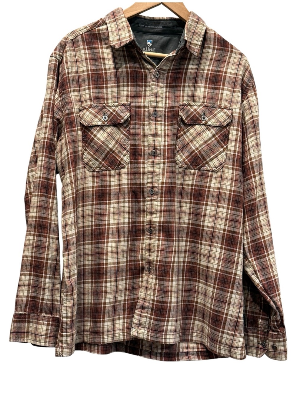 KÜHL Independent Brown Plaid Tencel Shirt Men’s L Gorpcore